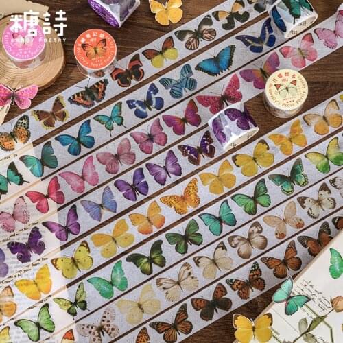20pcs/1lot Decorative Adhesive Tapes Poems of Butterflies Scrapbooking DIY Paper Japanese Stickers 3m