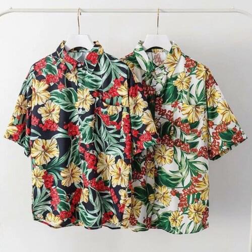 2020 Men New Summer print leisure slim fit Short sleeve shirts/Male printing loose Lapel beach style shirts Plus size M-3XL