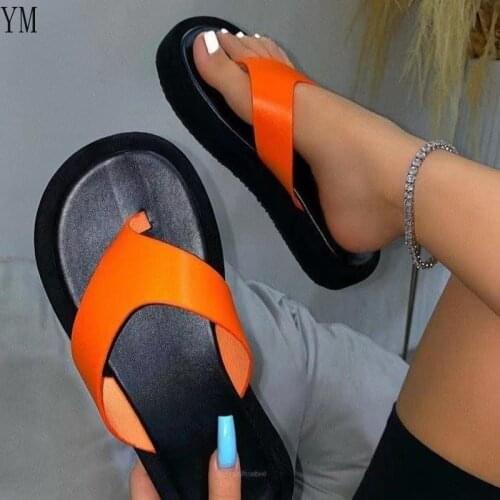 2021 Woman Sandals Flip Flop Pleated Solid Platform Shoes Female Weave Pu Leather Footwear Ladies Summer Beach Plus Size 36-43