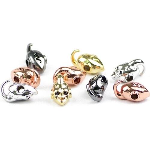 4pcs/lot Cartoon Gold Silvers Big hole Animal Metal Spacer Loose Charm Bead For Jewelry Making Diy Bracelet Handmade Accessories