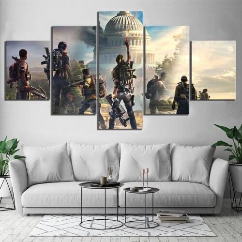 Canvas Wall Art Decoration Pictures 5 Pieces Tom Clancys The Division 2 Games Paintings HD Prints Poster Modular obrazy plakat