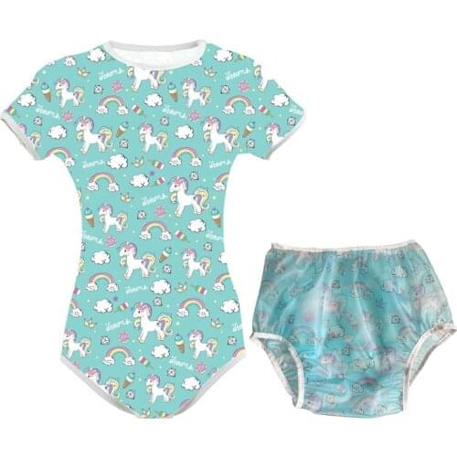 ABDL PVC Onesie Diaper Lover Adult Baby Bodysuit Sissy Snap Crotch Romper Pajamas