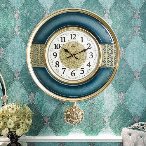American Large Pendulum Wall Clock Living Room Silent Quartz Bedroom Clock Wall Luxury Living Room Zegar Home Decoration AB50ZB
