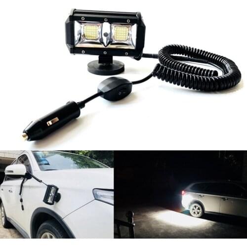 Auto Car 3m Plug&Play Spring Wire Portable LED Work Light Magnetic Base Offroad 4WD SUV UTV Truck Pickup Spot Flood Driving Lamp
