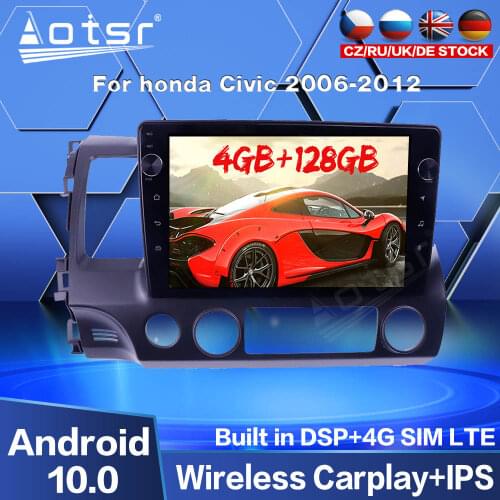 Car GPS Navigation For Honda Civic 2006 2007 2008 2009 - 2012 Android Multimedia Radio DVD Video Player 128G Screen Unit Carplay