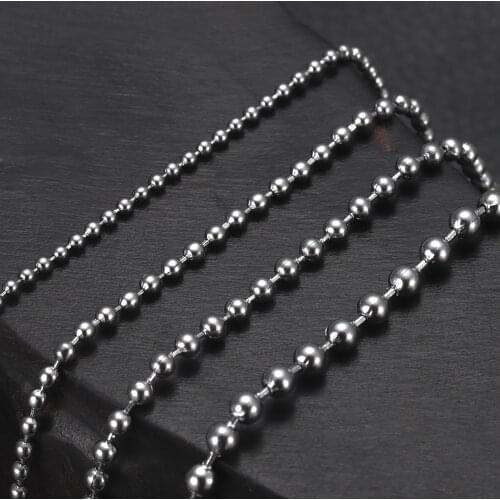 Stainless Steel Finished Chains Necklace Ball Chain with Findings Bundle Steel Jewelry Bead Necklaces Men Accessories 1.6-3mm