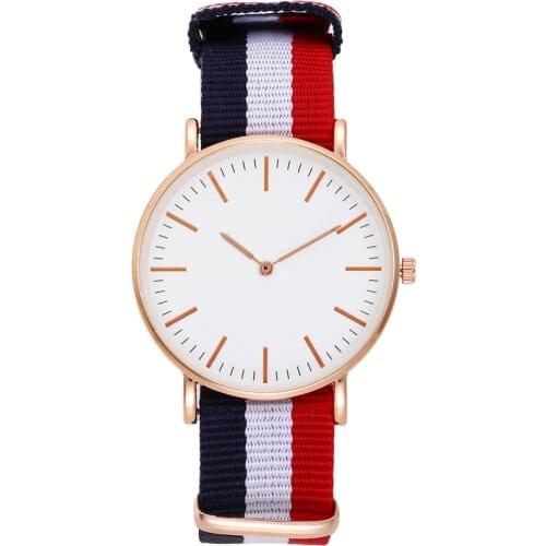 Popular Fashion Casual Quartz Watch for Women Luxury Nylon Band Bracelet Gold Wrist Watches Ladies Analog Clock Reloj Mujer