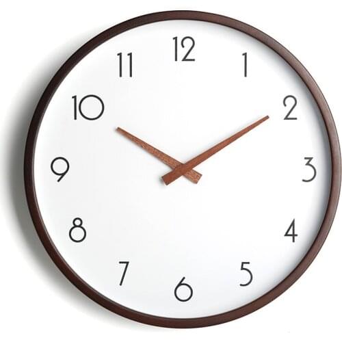 Simple Modern Wall Clock Wood Bedroom Mute Clock Mute Electronic Wood Wall Clock Round Nordic Living Room Farmhouse Decor C5T061