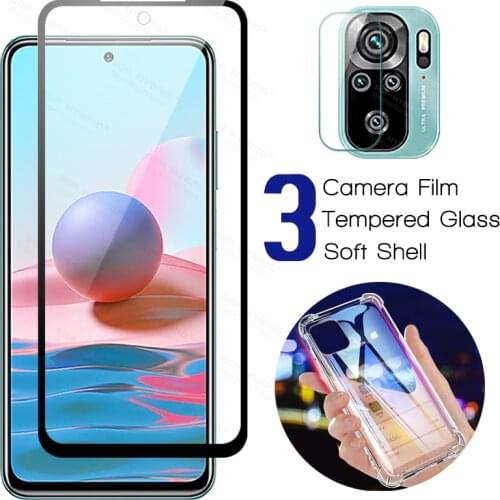 Case + protective camere glass for redmi note 10 pro screen protector on for redmi note10 note 10 pro 10pro max 4g 5g back cover