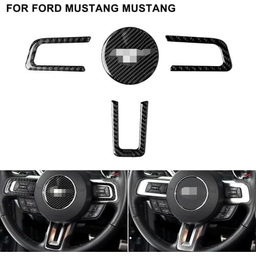 Steering Wheel Center Emblem Trim Decorative Sticker Carbon Fiber Car Styling for Ford Mustang 2015 2016 2017 Auto Accessories