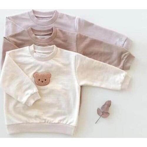 Baby Clothes 2021 Autumn New Baby Boys Hoodies Toddler T-shirt Bear Embroidery Long Sleeve Girls Tops Infant Outfit