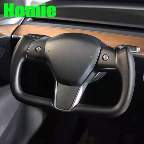 For Tesla Yoke Steering Wheel Model Y Model 3 2017 2018 2019 2020 Foaming Process Carbon Fiber Steering Wheel No Heating