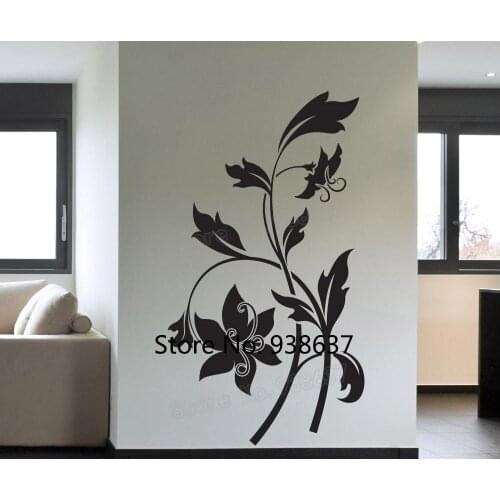 Lily Vines Art Stickers House Interior Decor Living Room Removable Vinyl Wall Decals Plant Wall Decoration Flowers Mural ZB513