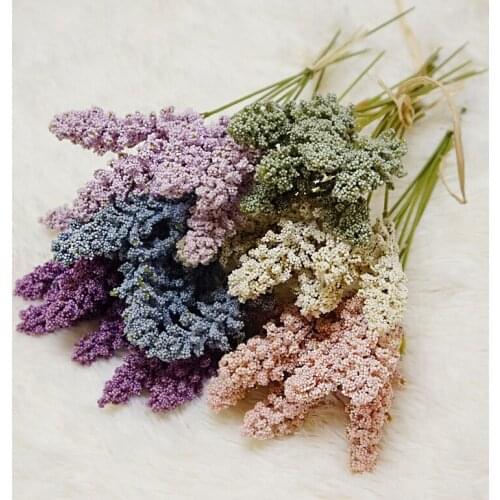 Artificial Vanilla Spike Foam Flowers Mini Berry Fake Silk Flower Bouquet for Home Wedding Decoration