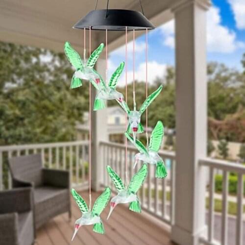 Solar Wind Chimes Hummingbird Outdoors Home Mobile Hanging Bells Chime Decor for 85DA