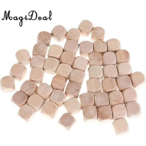 50Pcs/Lot Wood Blank Dice 16mm Game Dice for DIY Decorating Craft Projects Kids Children Building Blocks Toys 16mm