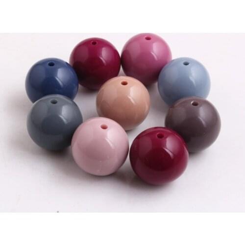 Kwoi Vita 10mm 12mm 14mm 16mm 20mm Tuse color Chunky Acrylic Solid Bead for Kids Necklace fashion Jewelry