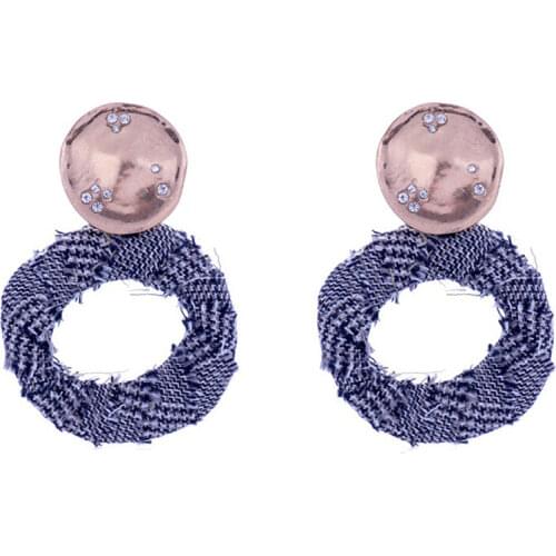 Fashionable wrap cloth multi-color circular alloy earrings for woman set artificial shiny Crystal glass drop earrings