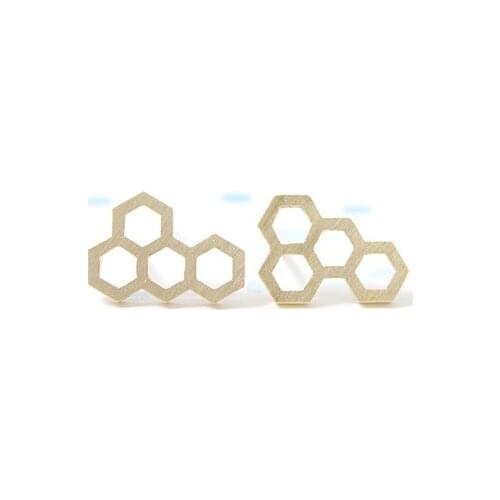 Jisensp Fashion Hollow Hexagon Earring Cute Honeycomb Earring for Girls Birthday Jewelry Gifts Simple Geometric Stud Earrings