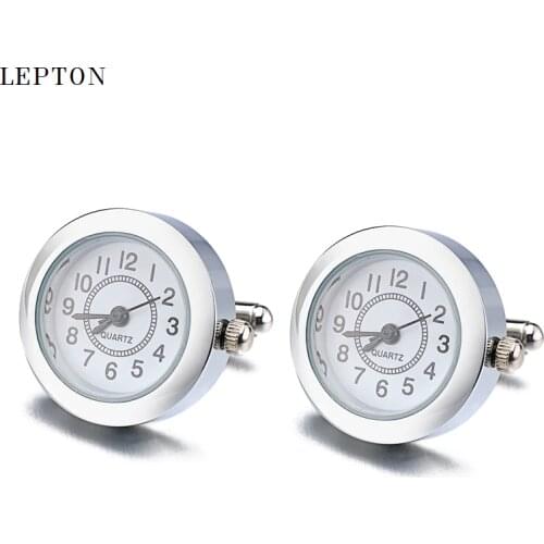 Lepton Battery Digital Watch Cufflinks For Men Hot Sale Real Clock Cufflinks Watch Cuff links for Mens Jewelry Relojes gemelos