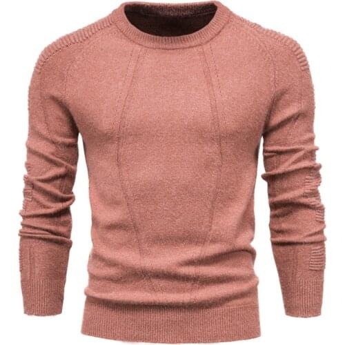 Mens Cotton Sweater Winter Thickness Solid Color Knitted Pullovers High Quality Sweaters Men Warm Slim Fit Brand Clothing;ZA411