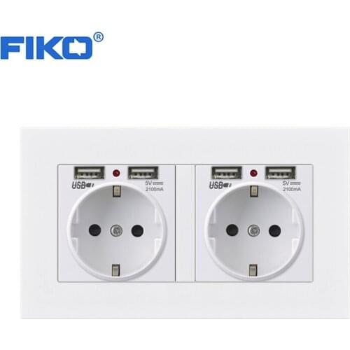 FIKO Wall 16A EU Multi Way Power Socket Plug Grounded Electrical Socket with usb outlet strip 146*86 pc panel family hotel
