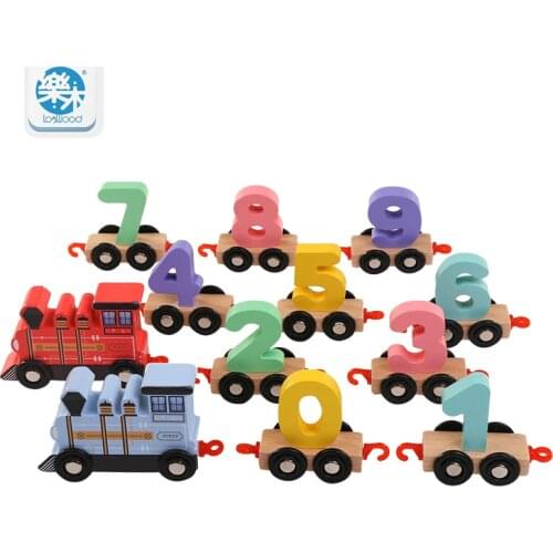 Logwood New 0-9 colorful digital wooden train toy childrens early education building blocks Montessori baby toys gifts