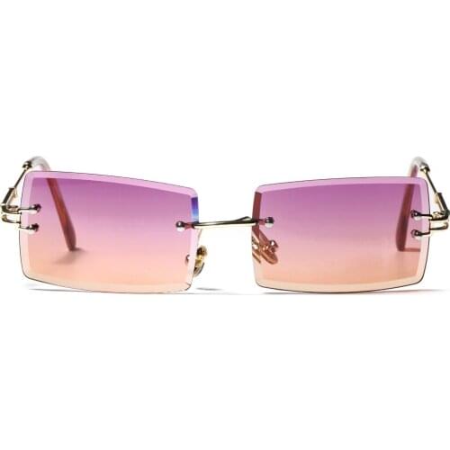 The new square frameless 2021sunglasses women retro diamond cut edge transparent men and women glasses uv400