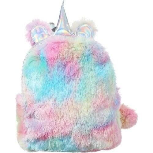 New 3D Cartoon kids bag pu backpack for girls mochila escolar holographic pink backpack for children Plush school bags