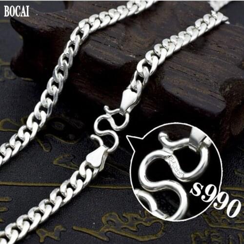New Horsewhip chain Solid s990 silver Man necklace Thick style domineering fashion nude chain fashion Man and Woman necklace