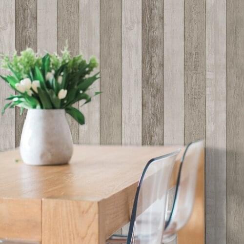 Beibehang European style wood wallpaper nostalgic living room TV backdrop dorm dairy tea shop clothing shop striped 3d wallpaper
