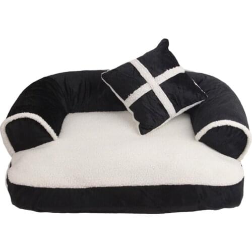 Pet Sofa Dog Bed Cushion Classical Luxury Soft Velvet with Cotton Padded 3 Colors Small Dog Cat Mat for Winter Warn Kennel