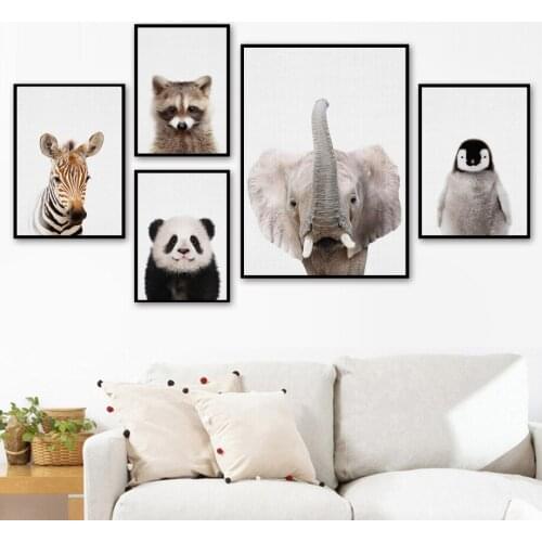 Nordic Poster Cartoon Zebra Deer Panda Wall Art Canvas Painting Posters And Prints Wall Pictures Kids Room Quadro Wall Decor