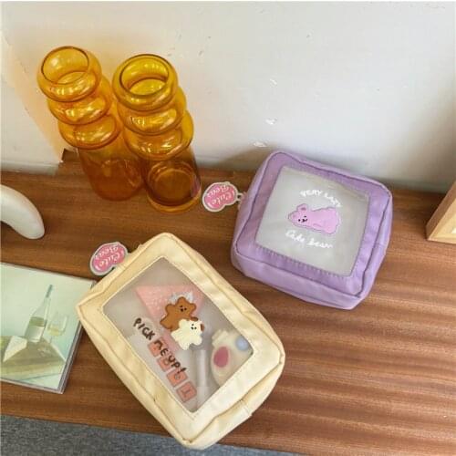 Bear Mesh Cosmetic Case Girls Portable Travel Wash Stoarge Bag Large Capacity Make Up Organizer Kawaii Pouch Home Toilet Bag