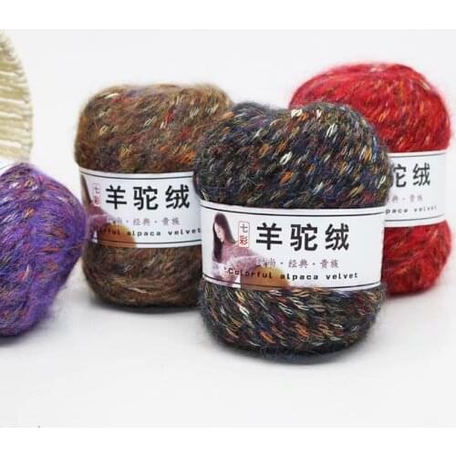 50g hand knotted wool colorful alpaca mohair coarse knitted scarf jacket line knitted yarn
