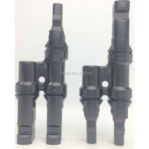 1 Pair T Type 1 to 2 Solar 2T Branch Cable Connectors 2 to 1 Branch T Type 2 in 1 Male Female for Solar PV System Y Solar Panel