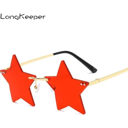 LongKeeper New Fashion Frameless Star Shape Sunglasses Women Clear Ocean Lens Eyewear Men Trending Sun Glasses Shades UV400