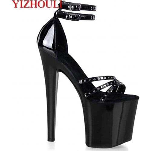 20cm Interest high-heeled shoes, the color core drill chain sandals, with sexy performance ultra-high performance Dance Shoes