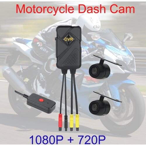 1080P HD Motorcycle Camera DVR Waterproof 256GB Motorcycle Driving Recorder with IP67 Waterproof Front Rear Dual Lense