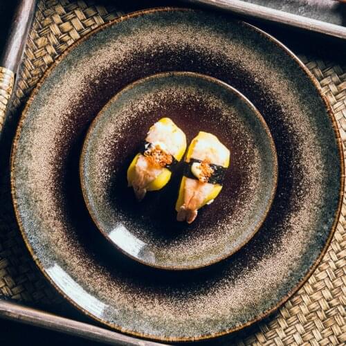 Japanese Creative Ceramic Round Steak Plate Household Kitchen Utensils Ceramic Western Dishes Tableware Breakfast Dishes