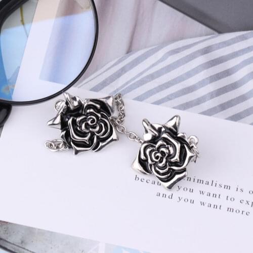 Vintage Flower Shape Alligator Clothes Clip Strong Fixing Holder Clasp for Clothing DIY Metal Sweater Shawl Cardigan Decor Clips