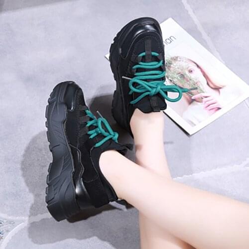 Women Sneakers 2020 Fashion Woman Platform Casual Womens Lace Up Breathable Ladies Vulcanized Female Mid Heel Comfortable Shoes