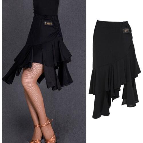 Women New Latin Dance Skirts Sexy Lotus Leaf Skirt National Standard Dance Practice Clothes Chacha Latin Dance Costumes DN9584