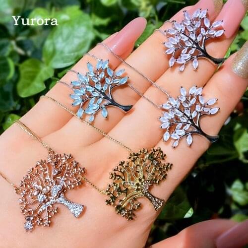 Fashion Family Boy Girl Cat Heart Pendant Necklaces For women Cubic Zirconia StoneTree of Life Elegant Aesthetic Party Jewelry