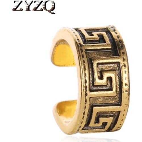 ZYZQ Fashion Punk Stylish Women Ear Clip With Special Pattern Engraved High Quality Easy No-Piercing Gold Color Silver Plated