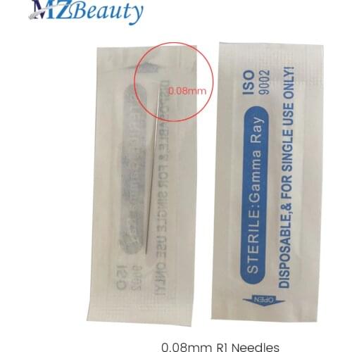 0.08MM Pinpoint R1 Tattoo Needles Disposable Sterilized 1RL Agulhas For Permanent Makeup Eyebrow Machine Needle Thickness 0.35mm