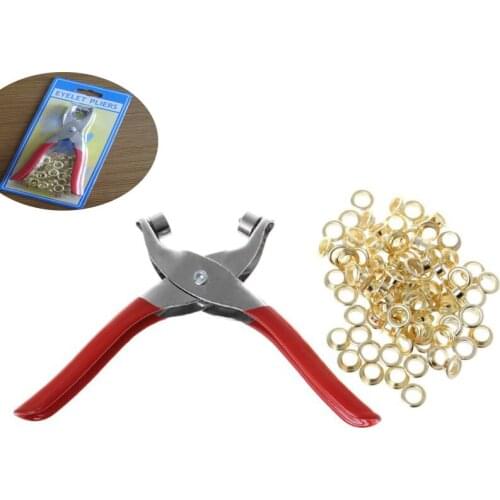 1 Set Carbon Steel Grommet Eyelet Setter Pliers With 100 Eyelets Set For DIY Shoes Clothes Leather Craft Manual Tools Kit