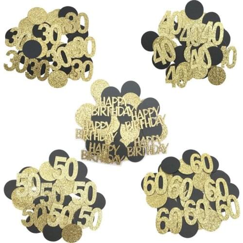 1bag 30th 40th 50th 60th Happy Birthday Paper Glitter Confetti Adult Birthday Favors Anniversary Decoration Supplies