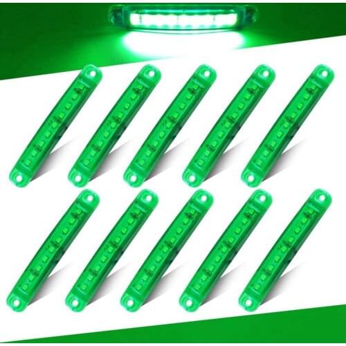 10Pcs Durable Green 9-LED Truck Trailer Lorry Sealed Side Marker Clearance Light Low Led Trailer Light Rear Side Lamp