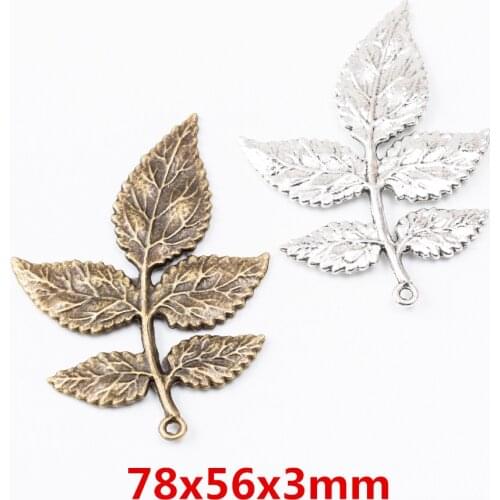 2pcs Vintage Ancient leaves zinc alloy charms pendant suitable for DIY Bracelet Necklace metal jewelry accessories 6559